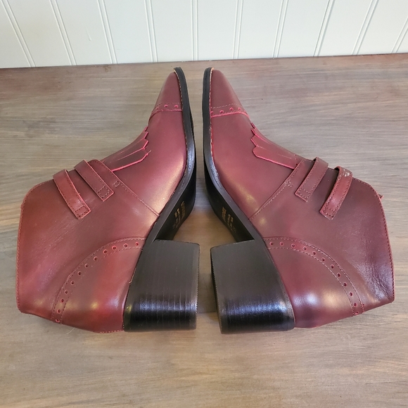 Brazil Leather Booties Pointed Toe Buckle Accents Fringe Detail Witchy Punk - Picture 3 of 13